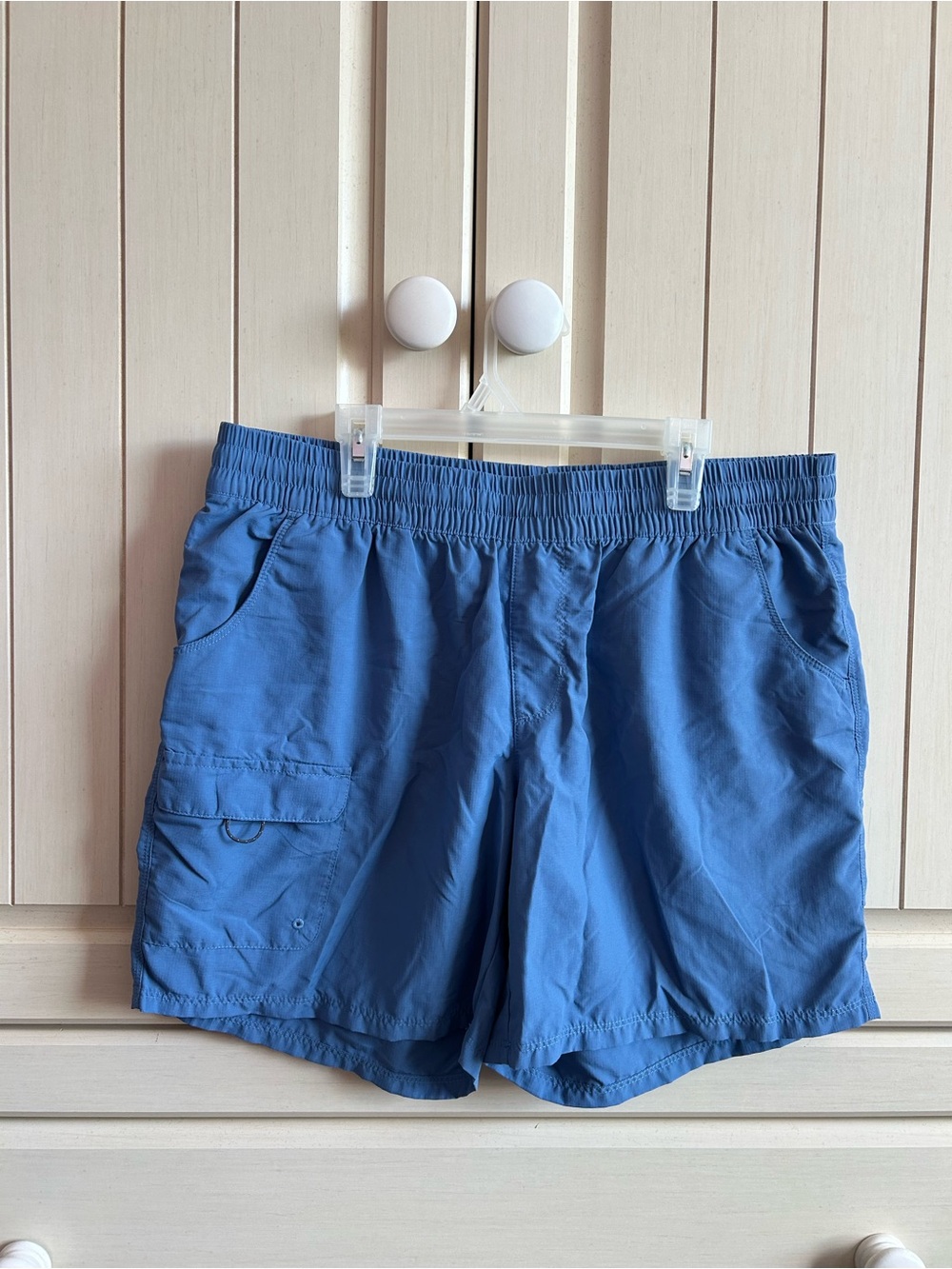 Columbia Mens Large Blue Hiking Cargo Shorts Fishing Swim Trunks Pockets